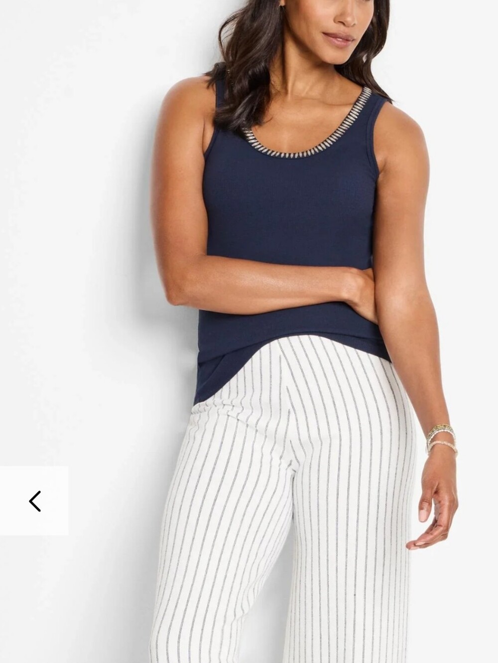 NIC+ZOE Shimmer Trimmed Tank in Dark Indigo